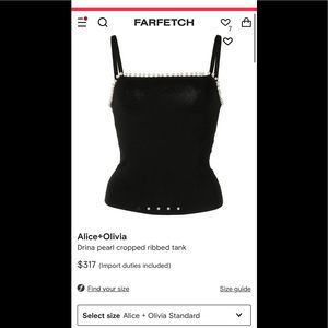 Alice+Olivia Drina pearl cropped ribbed tank